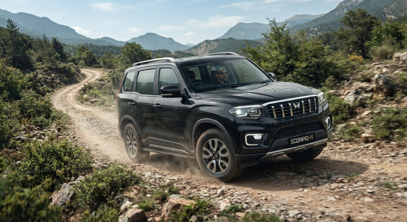 Black modern SUV on highway